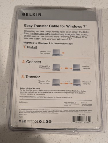 Belkin EASY TRANSFER CABLE for Windows 7 NEW/SEALED - photo 2