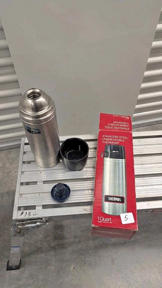 Vintage Thermos 1-Quart Stainless Steel Vacuum Bottle