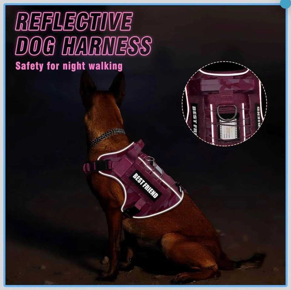 Brand New Pink XL Reflective Glow Dog Harness with Velcro Tags
