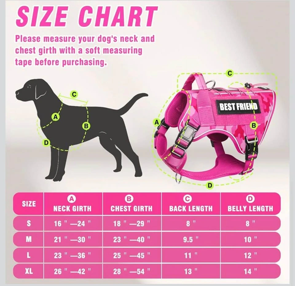 Brand New Pink XL Reflective Glow Dog Harness with Velcro Tags - photo 3