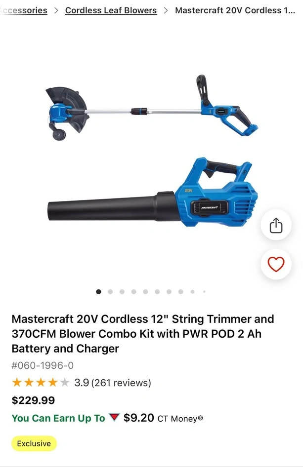 Mastercraft 20V Cordless 12" String Trimmer and 370CFM Blower - photo 3