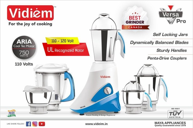 Vidiem Versa Pro 750W- Indian Mixer Grinder with 5 jars