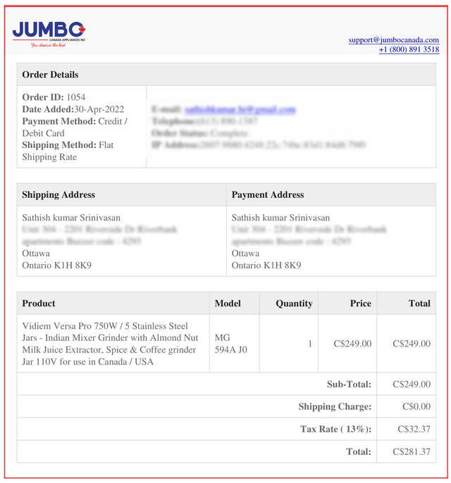 Vidiem Versa Pro 750W- Indian Mixer Grinder with 5 jars - photo 2