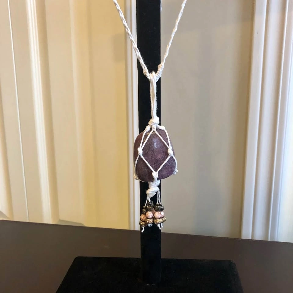 Lepidolite Gemstone Necklace / Car Charm Ornament - photo 3