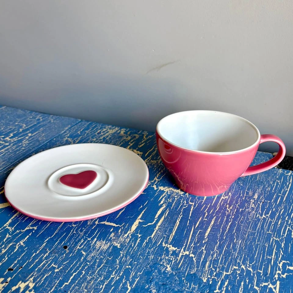 Cute Starbucks Coffee Heart Cup and Saucer Set