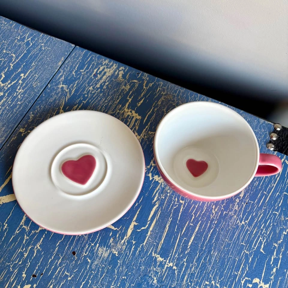 Cute Starbucks Coffee Heart Cup and Saucer Set - photo 2