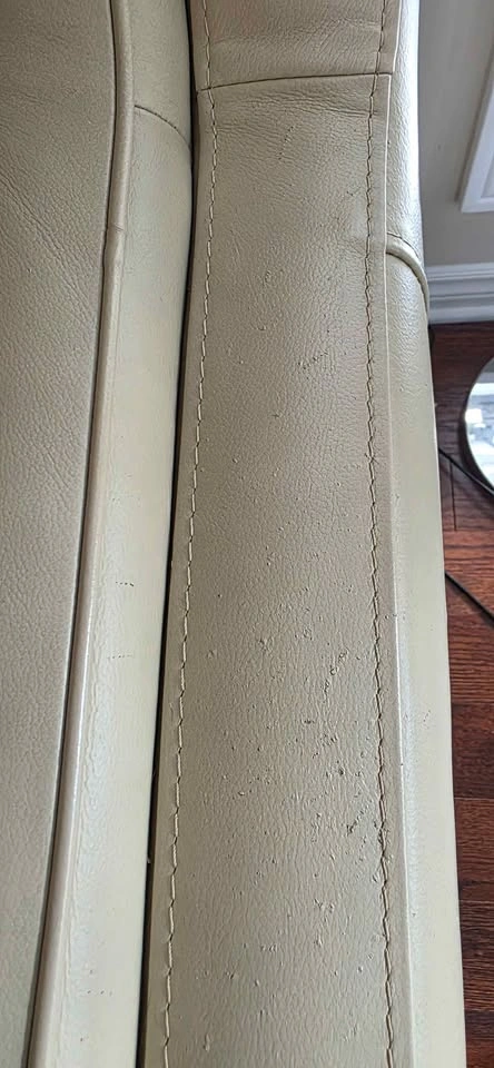 85" Top-Grain Leather Sofa – Cream / Beige - photo 5