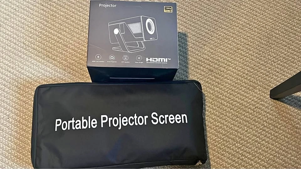 Outdoor Projector Bundle – 1080P, WiFi 6/BT, 120” Screen + Stand