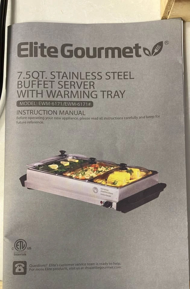 Elite Gourmet 7.5QT Stainless Steel Buffet Server - photo 2