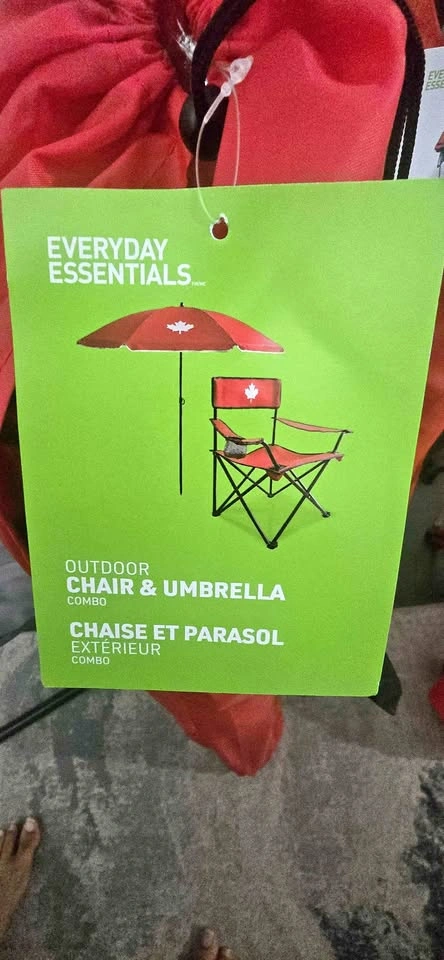 Everyday Essentials and Ozark Trail Outdoor Chairs and Umbrella