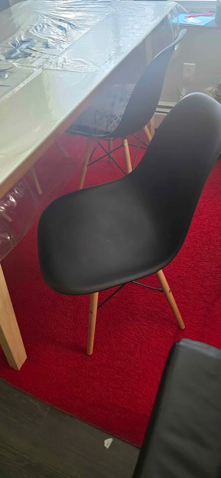 Sturdy White Dining Table with 4 Black Chairs and a stool - photo 5