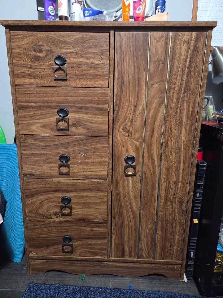 Mid-Century Modern Wood Chifforobe Dresser and Nightstand - photo 2