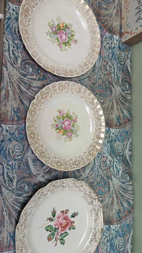 Vintage 22K Gold Dinner Plates - Limoges & Georgian