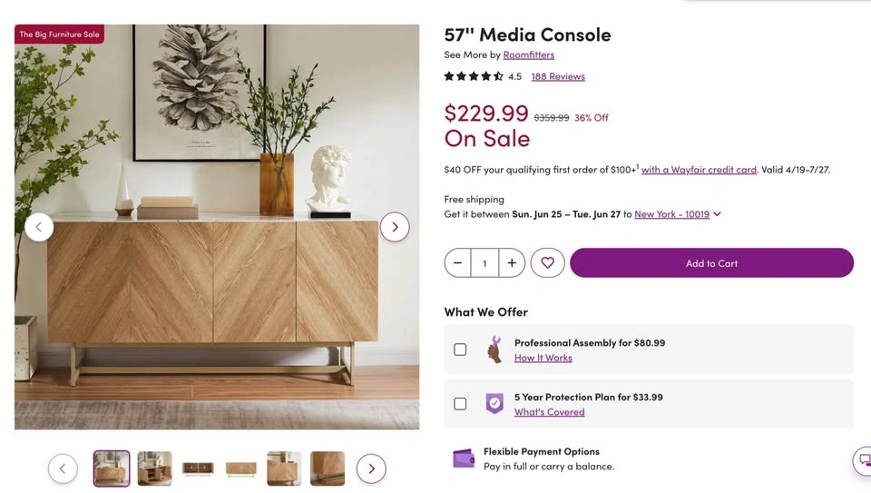 Modern Sideboard Buffet with Faux Marble Top and Gold Base - photo 5