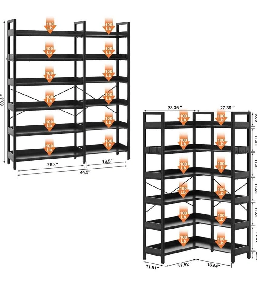 Black Metal Corner Baker's Rack and Bookshelf - photo 2