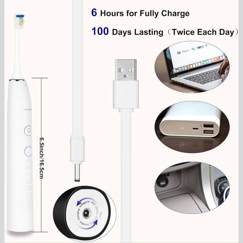 Sonic Electric Toothbrush 5 Modes with 6 Replacement Heads - photo 5