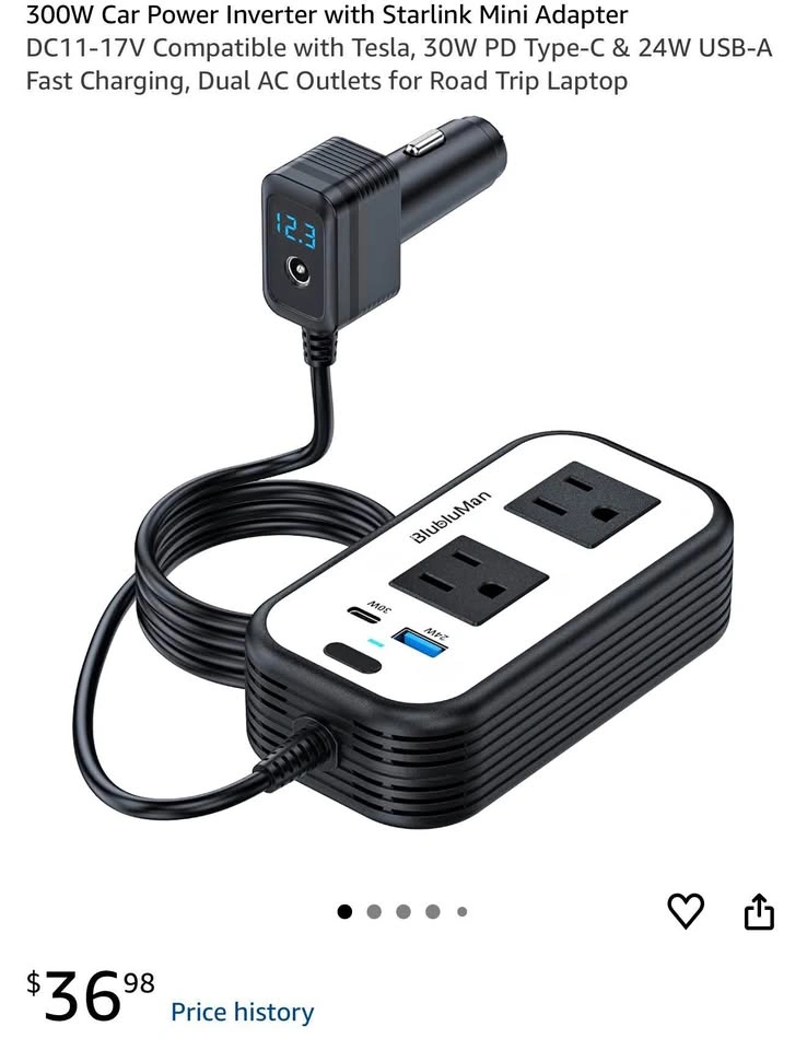 300W Car Power Inverter with Starlink Mini Adapter