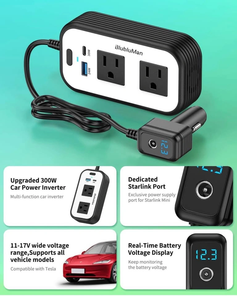 300W Car Power Inverter with Starlink Mini Adapter - photo 4