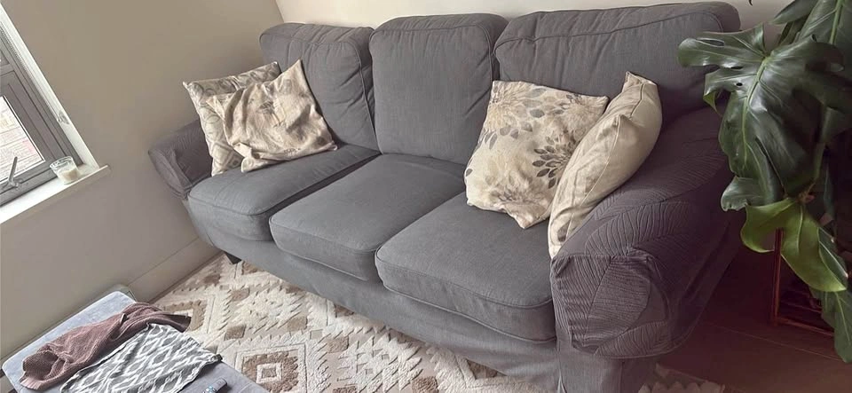 Dark Grey Three-Seater Sofa