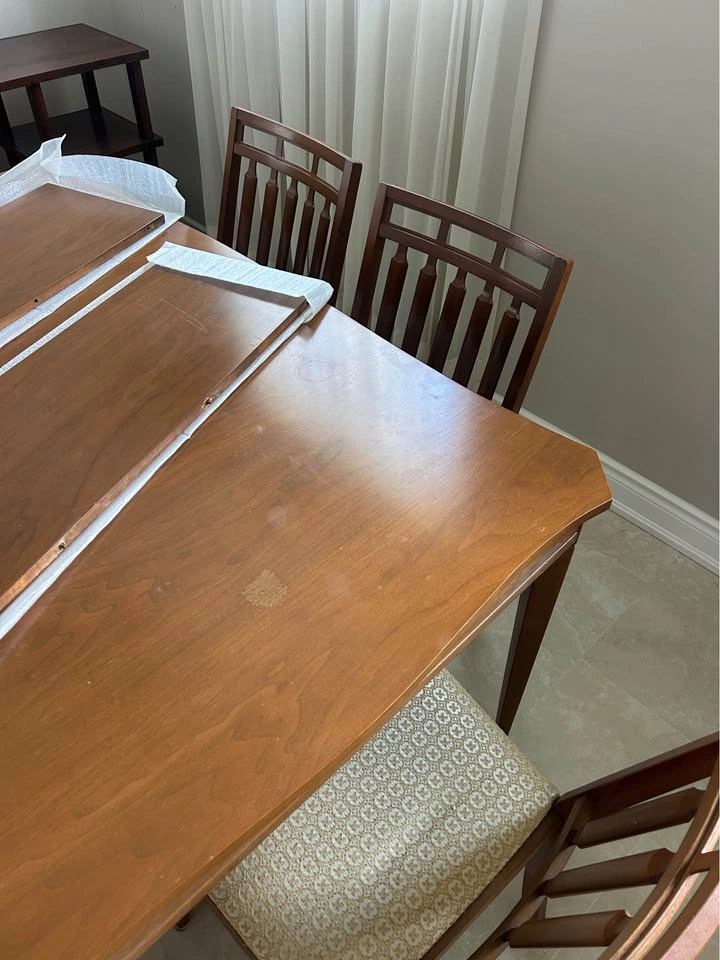 Vintage Solid Walnut Dining Table & 6 Chairs - photo 5