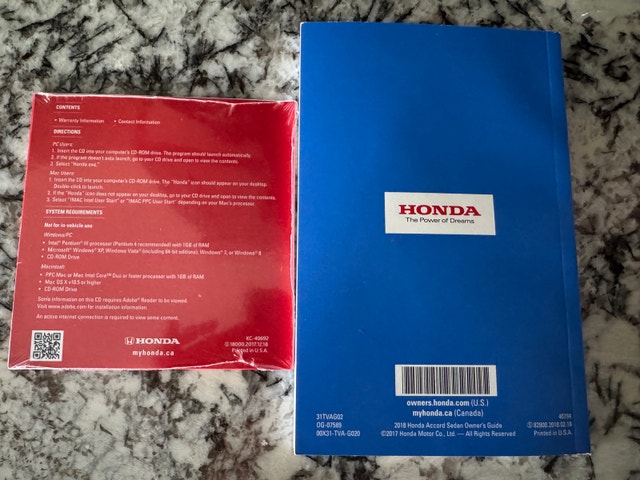 2018 Honda Accord owner’s guide/ manual - photo 2