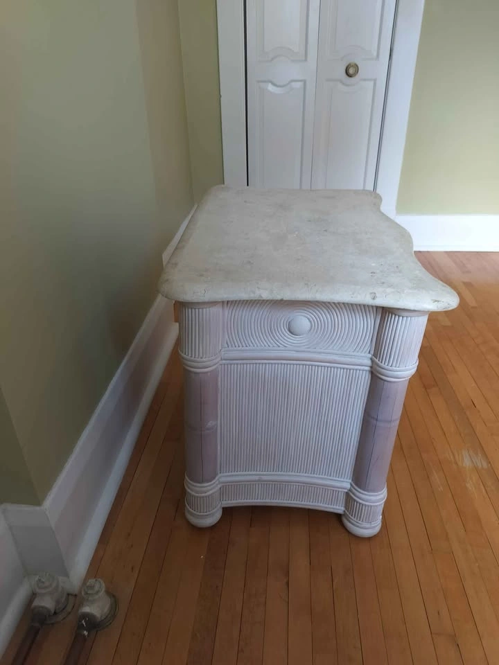 Wicker Nightstand/Cabinet with Stone like Top - photo 2