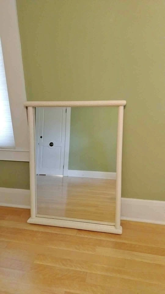 White Textured Frame Wall Mirror 33"W x 3"D x 42"H