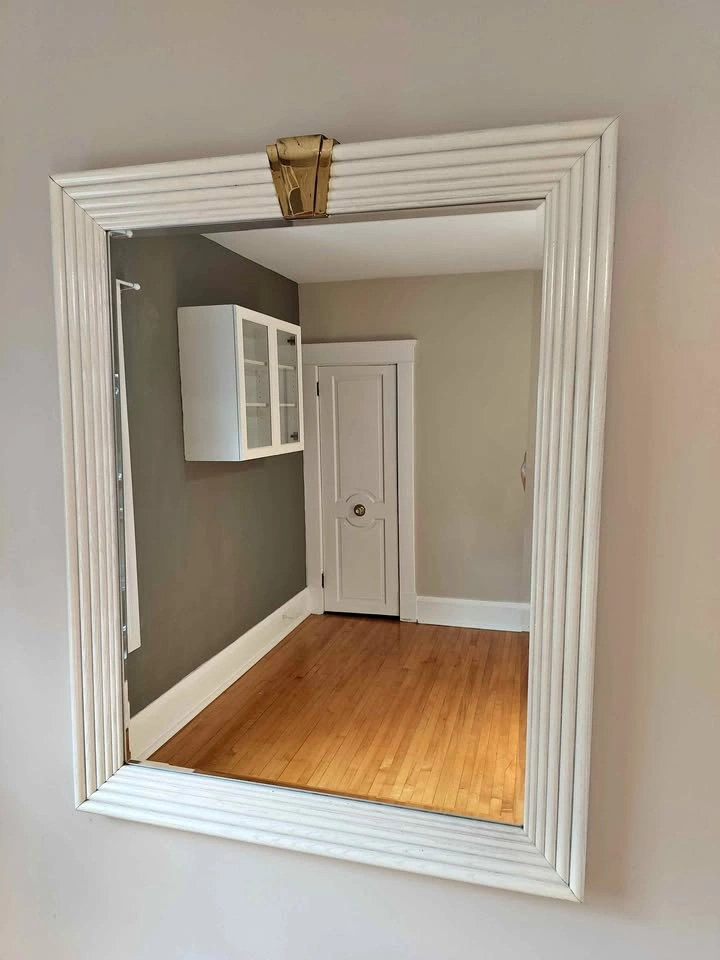 Art Deco Style White Ribbed Wall Mirror 39"W by 2"D by 49"H