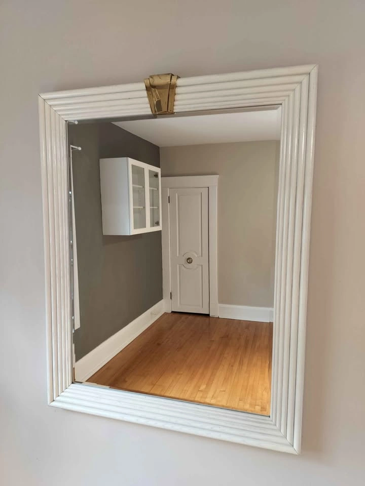 Art Deco Style White Ribbed Wall Mirror 39"W by 2"D by 49"H - photo 2