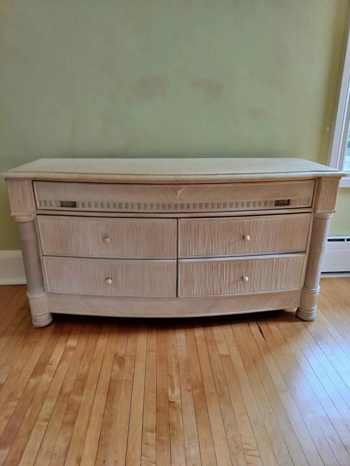 Coastal Style Faux Bamboo and Wicker Dresser