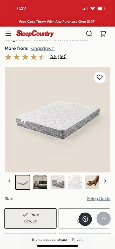Sleepcountry Kingsdown Twin Mattress