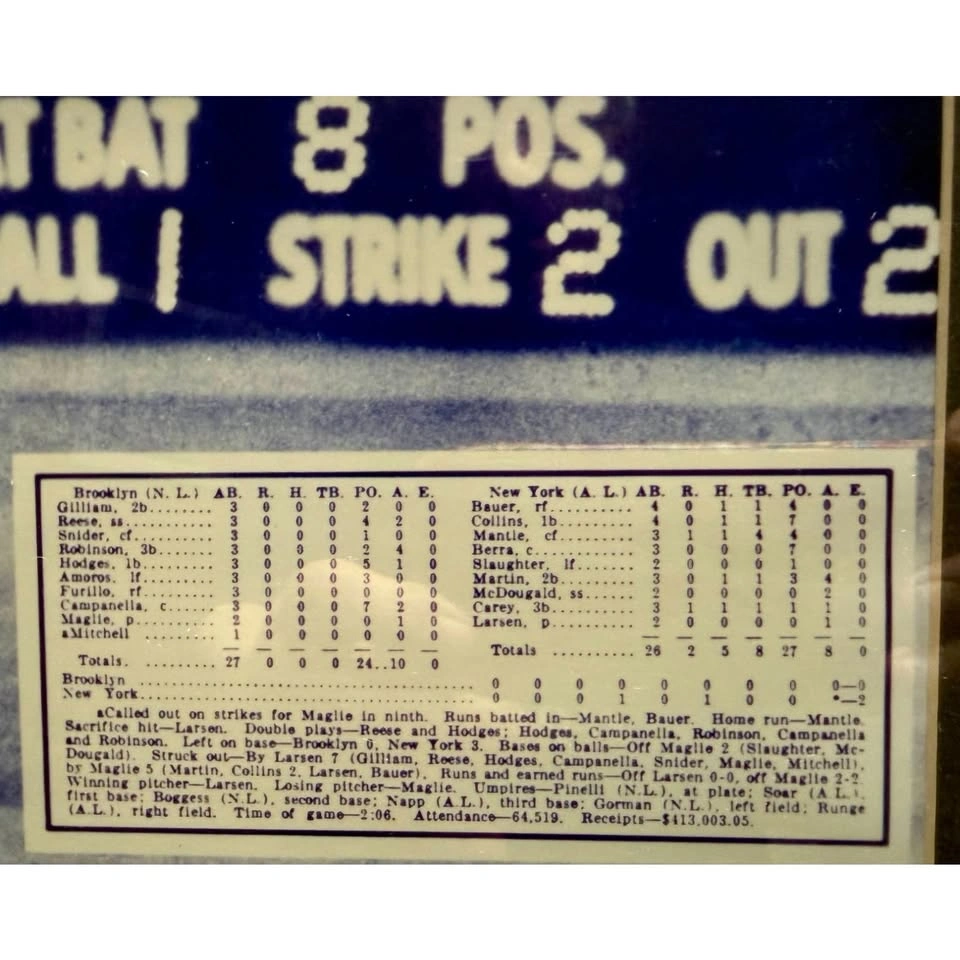 Vintage Don Larsen Perfect Game Framed 1956 Print - photo 3