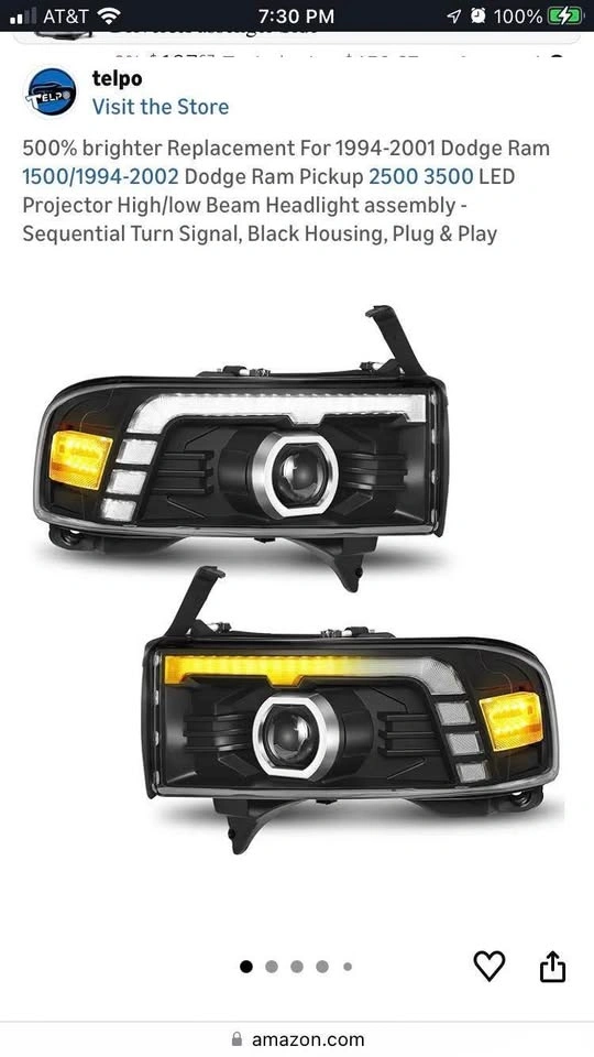 Telpo LED Projector Headlights for 1994-2002 Dodge Ram - photo 3