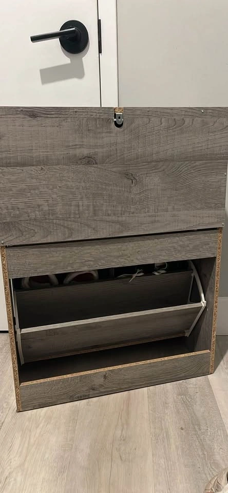 Grey Wood Grain 2-Drawer Shoe Storage Cabinet - photo 3