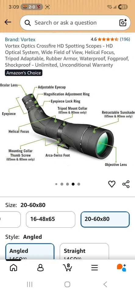 Vortex Crossfire HD 20-60x80 Angled Spotting Scope - photo 2