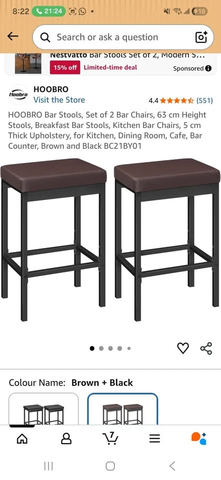 HOOBRO Bar Stools, Set of 2 - photo 2