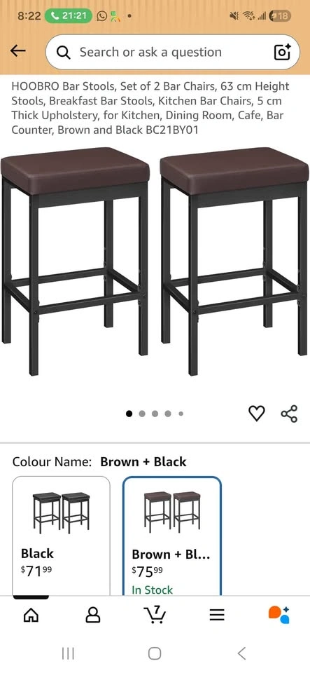 HOOBRO Bar Stools, Set of 2 - photo 3