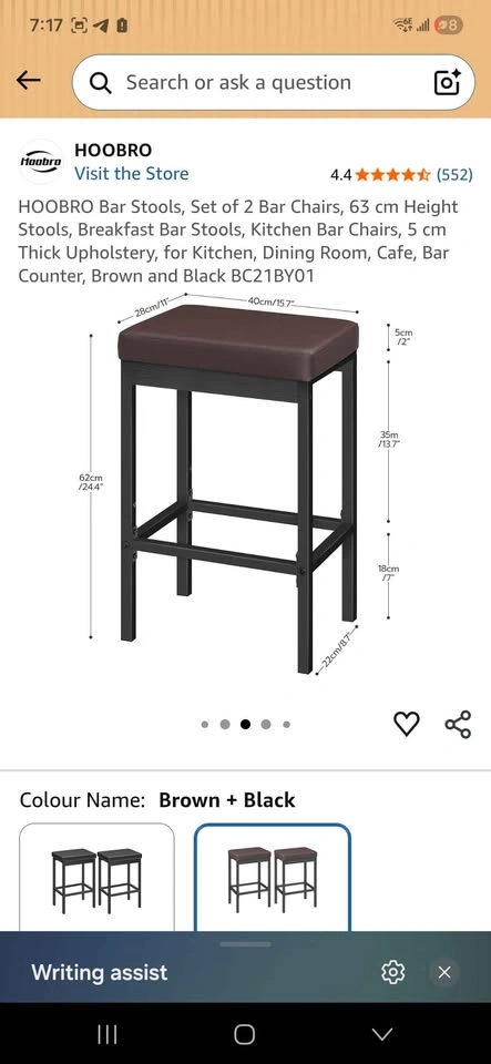 HOOBRO Bar Stools, Set of 2 - photo 4