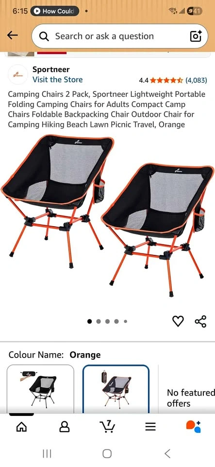 Sportneer Folding Camping Chairs, 2 Pack