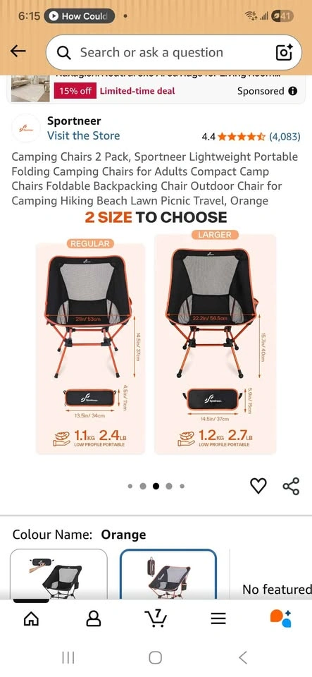 Sportneer Folding Camping Chairs, 2 Pack - photo 3