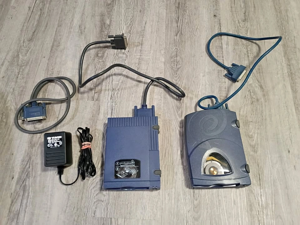 Two Iomega Zip External Drives Z250P & Z100P with Accessories