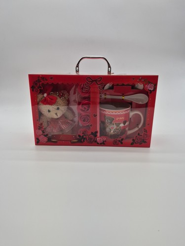 Red Flower Bear And Mug Combo Basket