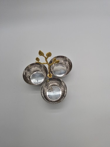 3 Section Silver Bowls With Golden Branch - photo 2