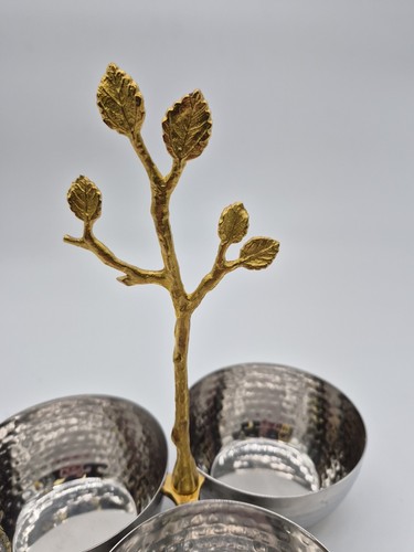 3 Section Silver Bowls With Golden Branch - photo 3