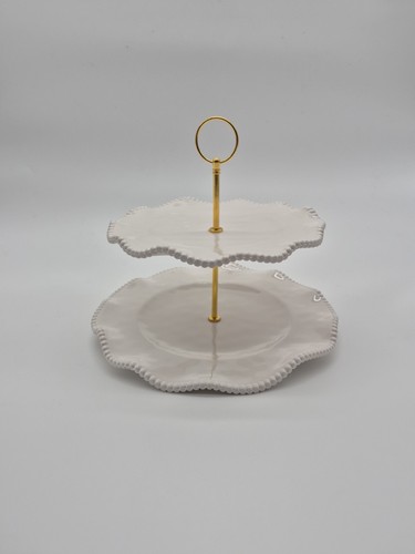 Golden And White 2 Layer Serving Plate