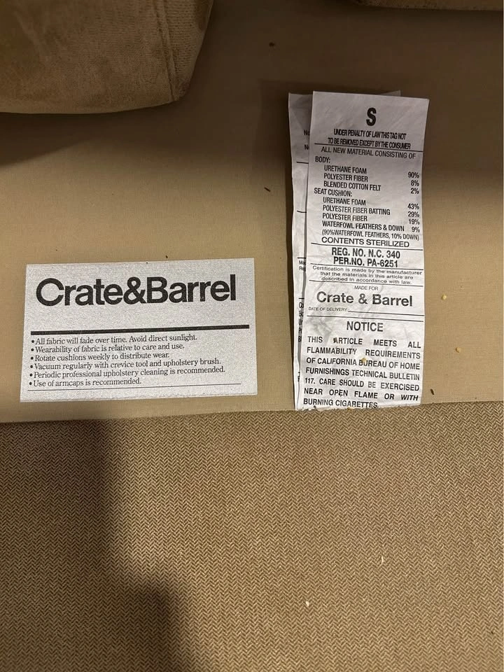 Crate & Barrel Sectional Sofa - photo 5