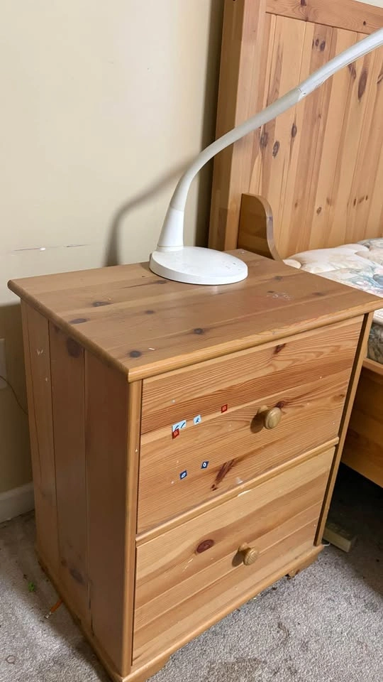 Pine Wood Bedroom Set with Bed Frame, Mattress, and Nightstand - photo 3