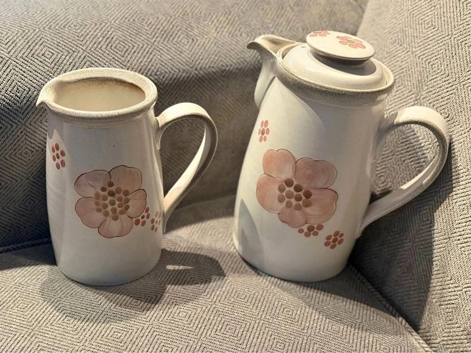 DENBY Gypsy pattern coffee pot and cream pitcher set