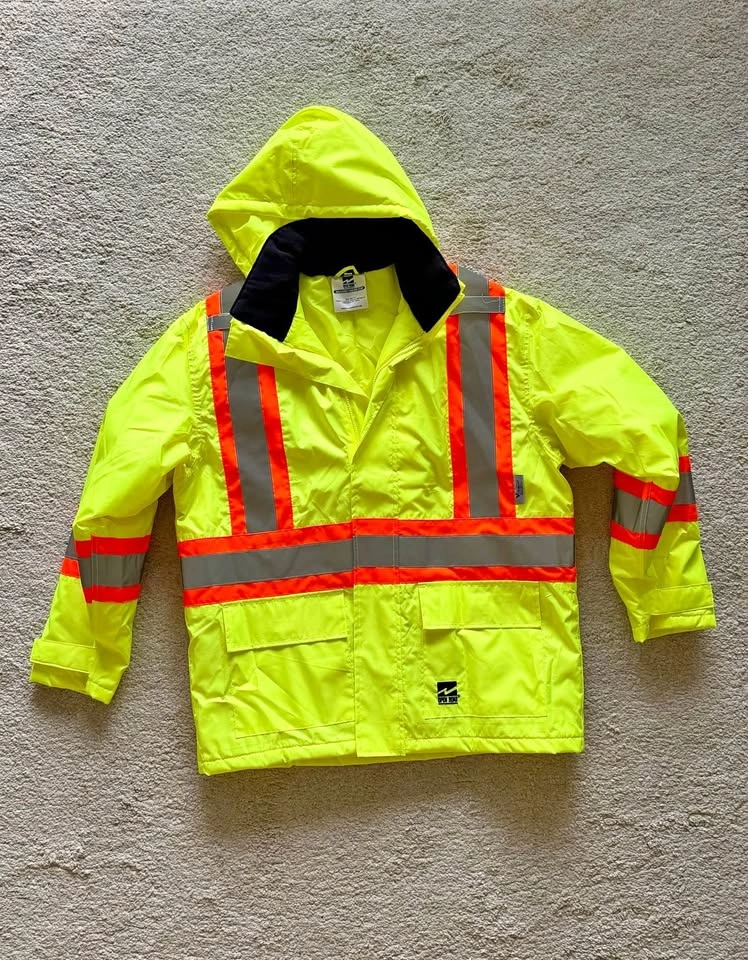 Open Road Hi-Vis 150D Safety Rain Jacket - Brand New