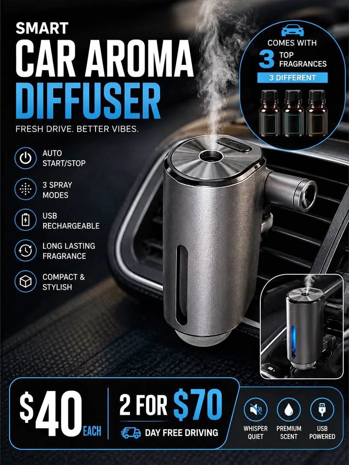 Smart Car Air Freshener & Aroma Diffuser – $40 | 2 for $70